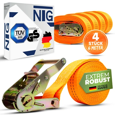 Spanngurt Zurrgurte 6m 4 Stück 2t ( 2000 daN, KG) Einteilig 35mm,1 tlg. 6 Meter - Bild 1 von 4