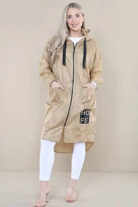 WOMENS LADIES LONG LENGTH RAIN COAT PLUS SIZE JACKET WITH HOOD RAIN MAC - Picture 1 of 10