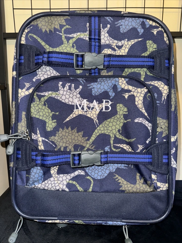 Pottery Barn Kids Green & Blue Dinosaur Rolling Suitcase 17x13x8 Carryon Luggage - Image 1 of 4