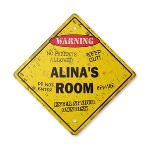 Alinas Room Plastic Sign Vintage Crossing Xing kids bedroom door children's name - Picture 1 of 4