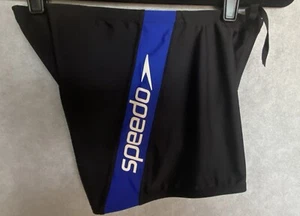 SPEEDO ProLT Splice Size M Black Blue Square Leg Swim Shorts Trunk Mens $48 - Picture 1 of 6