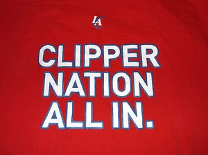Los Angeles CLIPPER Nation All In Playoffs T Shirt Sz XL Clippers Red Cotton - Picture 1 of 5
