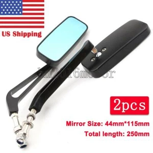Black Rectangle Mirrors for Yamaha Road Star Warrior Midnight XV1600 XV1700 - Picture 1 of 6