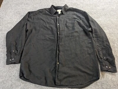 Merona Linen Blend Shirt Big Mens 1XB Black Long Sleeve Button Up  - Image 1 of 4