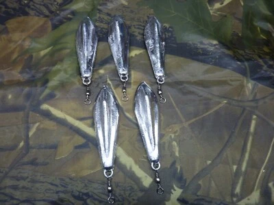 5x Strömungsblei - je 100g - Handgemacht - Ideal für Fluss & See - Angelzubehör - Bild 1 von 3