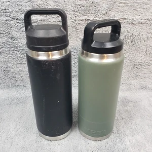 Yeti Mug 26 oz Rambler Lot of 2 Black & Blue Bottle Cup + 1 Chug Cap - Picture 1 of 8