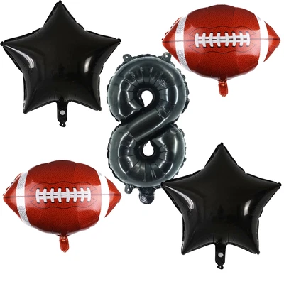 Balões de festa de futebol número 8 preto vermelho kit decoração balões - Imagem 1 de 3