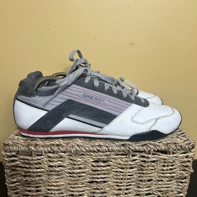 Zapatillas deportivas vintage Diesel 93243 de bucle para hombre EE. UU. 9 blancas grises de cuero zapatos bajos Foto 1 de 4