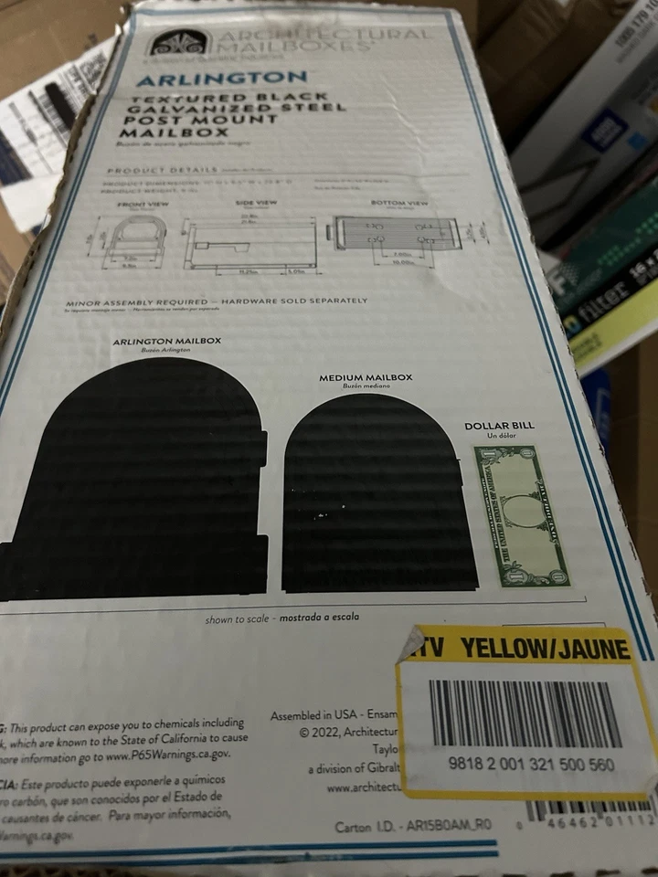 Buzones arquitectónicos Arlington grandes texturizados de acero negro con montaje en poste buzón Foto 1 de 1