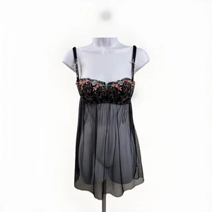 Rare Chantal Thomas for Victorias' Secret Embroidered Babydoll Lingerie Sz 32C - Picture 1 of 6
