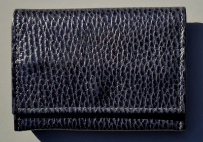 Винтажный маленький синий кожаный кожаный бумажник Smythson of Bond Street новый из старых запасов - Изображение 1 из 4