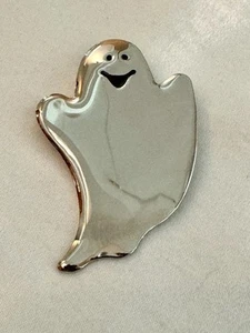 Vintage 1990s Friendly GHOST Halloween Silver Tone Metal Hallmark Brooch Pin - Picture 1 of 6