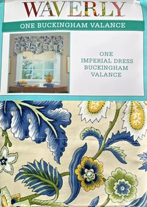 Waverly Imperial Dress Buckingham Valance Porcelain Blue 80x18 Scalloped NEW - Picture 1 of 5