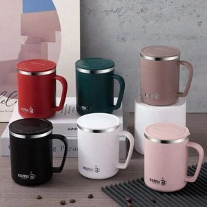 480Ml Stainless Steel Insulated Tea Coffee Cup Travel Mug With Handle Leak-Proof - Picture 1 of 18