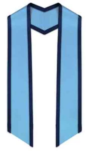 Estola de graduación inclinada azul claro con borde azul marino - Imagen 1 de 1