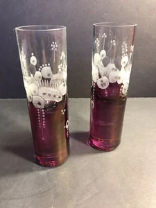 Ein Paar Kristallvasen mit Gravur, signiert R.Lapsys 84/ Art Deco/ Schnapsaufnahmen/Tassen - Bild 1 von 11