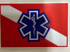 CALCOMANÍA BUZOS 3" X 2" PEGATINA CON CENTRO ESTRELLA DE LA VIDA - Imagen 1 de 1