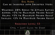 Diablo 2 Resurrected Gul Rune, use to make Heart Of The Oak HOTO