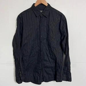 Method Mens Shirt Size L Black Striped Argyle Diamond Embroidered Button Up - Picture 1 of 7