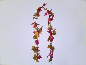 Garlands RED ORANGE Fall English Ivy Leaves Artificial Satin 6 ft Vine 2538EI