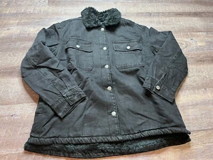 Old Navy Womens Coat Size Medium Black Snaps with Fuzzy inside L8 - Picture 1 of 8