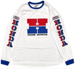 Honda Racing Team Men's Alpha White Long Sleeve Crewneck Mesh Jersey Shirt - Picture 1 of 7
