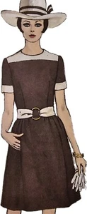 1960s Bellville Bell Skirt Round Neck Dress Vogue 1929 Sewing Pattern Designer - Picture 1 of 3