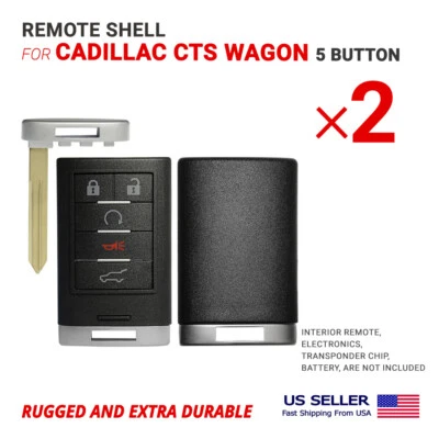 2X Carcasa de llave remota para Cadillac CTS Wagon con llave de emergencia de 5 botones B116 Foto 1 de 2