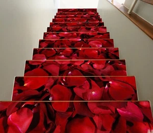 3D Rote Rosen H20 Stair Risers Dekoration Fototapete Vinyl Aufkleber Tapete Erin - Picture 1 of 6