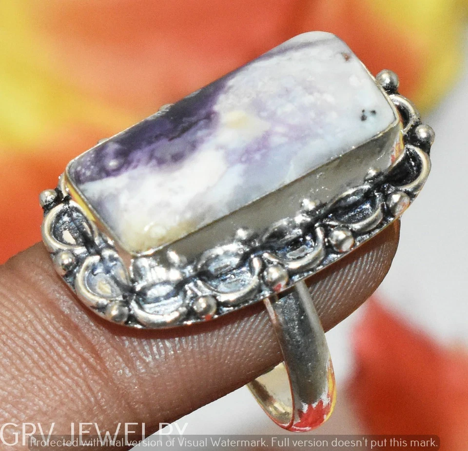 Porcelain Jasper Gemstone Ring 925 Silver Overlay Us Size 8.5" U300-G108 - Image 1 of 1