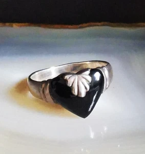 Ring Silber 925 Onyx schwarz Herz romantisch besonders 21 mm 5g Vorsteckring - Bild 1 von 6