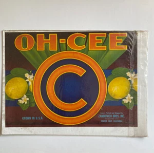 OH CEE Vintage Lemon Fruit Crate Label Orange Cove, California - Picture 1 of 4