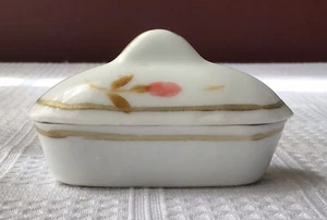 Vintage Small Porcelain Hand Painted Trinket Box - Picture 1 of 9
