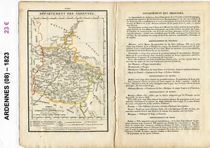 Dépt 08 - XIX ème Siècle Belle Petite Carte avec 2 Pages de Renseignements 1823 - Picture 1 of 1