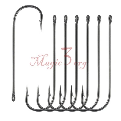 100pcs Aberdeen Hooks Fishing Offset Long Shank Light #1-#2/0 Crappie Panfish - Image 1 of 4