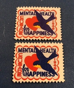 DOS: 1949 Sellos de Navidad de la Cruzada de Salud Mental por la Felicidad - - Imagen 1 de 4