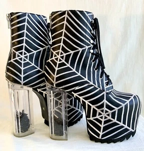 Spiderweb Dolly Bae Platform Statement Boots 9M Halloween Costume Spiders - Picture 1 of 24