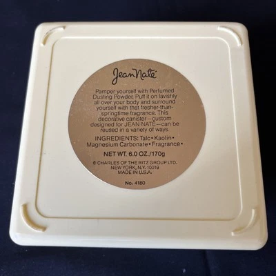 Polvo de baño perfumado Jean Nate sellado 6 oz cuadrado nuevo en stock antiguo no. 4180 USA Foto 1 de 4
