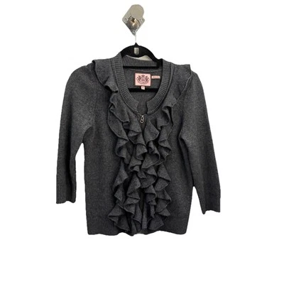 Juicy Couture Cashmere Blend  Zipped Ruffled  3/4 Sleeve Cardigan Women Medium - Image 1 of 4
