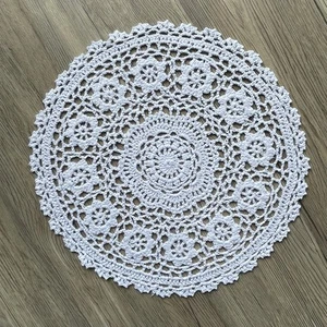 Round Placemats Handmade Doilies Crochet Lace Knitted Coasters for Farmhouse ... - Picture 1 of 5