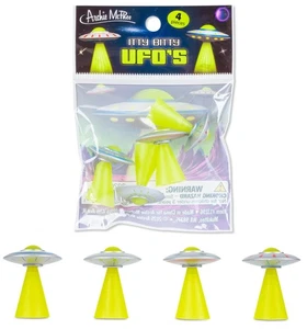 🛸 Itty Bitty UFO 4pz Mini Set Piattini Volanti in Vinile Morbido Alieno - Archie McPhee - Foto 1 di 6
