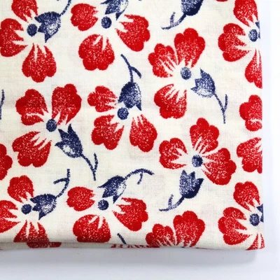 Saco de alimentación vintage tela rojo azul marfil floral años 40 saco de harina antiguo 22x18 flores Foto 1 de 4