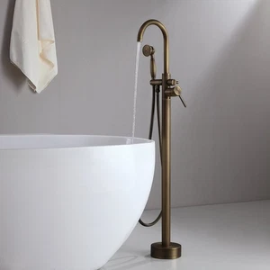 Grifo de bañera independiente clásico - Caño giratorio y ducha de mano en latón - Imagen 1 de 10