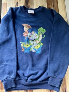 RARE Vintage THE DISNEY STORE Toy Story Woody Buzz Sweatshirt 90s Blue Youth M - Picture 1 of 6