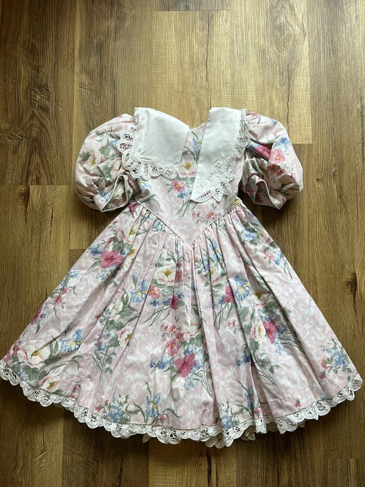 Vestido Daisy Kingdom Vintage Rosa Floral Talla 4 Enagua Manga Abullonada Lazo Foto 1 de 4