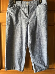 Talbots Petite 12p Capri 100 % Cotton Light Blue Zipper Pockets Free Shipping ￼ - Picture 1 of 12