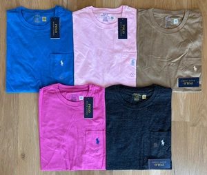 T-shirt Polo Ralph Lauren uomo tasca vestibilità classica manica corta tinta unita maglietta - Foto 1 di 8