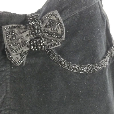 Pantalón Blumarine Terciopelo Negro Y2K Detalles de Lazo Cuentas Punta Lateral IT46 UK 12 14 Foto 1 de 4