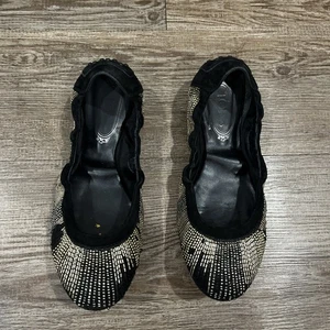 Tod’s Limited Edition Gold und Schwarz Ballerinas Damenschuhe 6,5 – SIEHE FOTOS - Bild 1 von 9