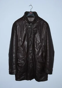 GIMOS Mens Leather Real Fur Collar Full Zip Jacket Size XXL - Picture 1 of 10